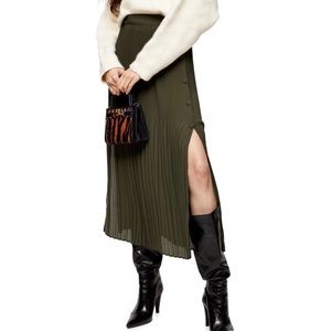 NWT Topshop pleat side button midi skirt
